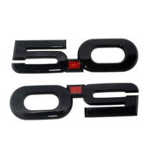 2Pc 5.0 Fender Door Emblem 3D Gloss Black Red Dot Badge Fits 2015-2021 Mustang