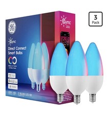 3 Pack GE CYNC Smart Color Bulbs WiFi Compatible w Alexa Google E12 Candelabra
