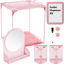 9 Pcs Locker Organizer Kit Includes Locker Shelf Rug Magnetic Mirror Magnetic Pe