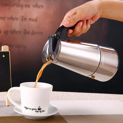 Edelstahl Espressokocher 6-12 Tassen Espressokanne für Kaffee Herd inkl. Träger