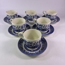 Set of 6 Vintage Churchill England Blue Willow Cup and Saucer Sets Coffee/Tea