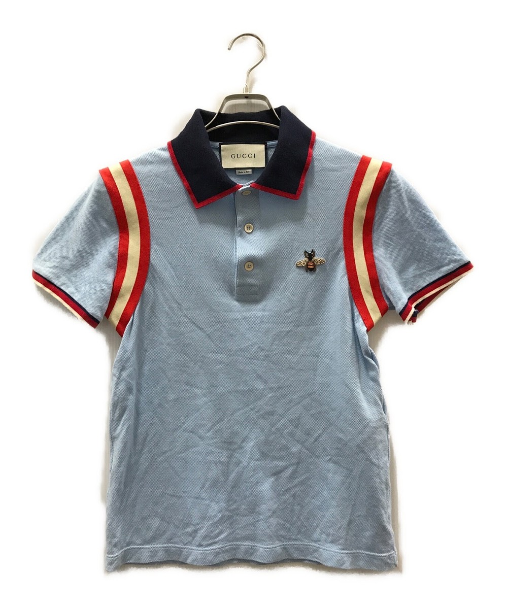 GUCCI bee bowling short sleeve polo shirt Size: XS Blue 500971