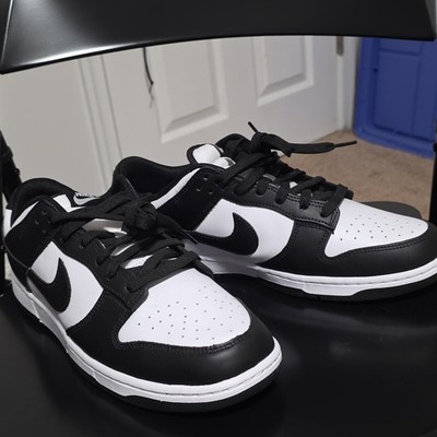 Nike Dunk Low Black White Leather Sneakers Men s Lace Up Athletic Basketball
