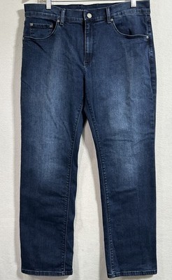 Mott and Bow Mens Jeans 36x32 Straight Leg Dark Blue Wash Stretch Slim Denim