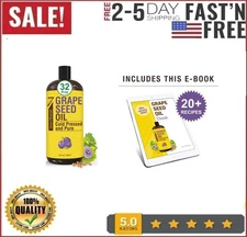 Seven Minerals Pure Cold Pressed Grapeseed Oil, 32 fl oz, Non-GMO, Hexane-Free,