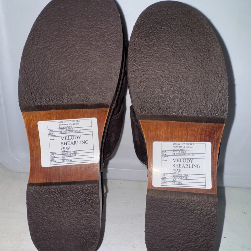Zueco de madera de oveja Frye & Co Melody para mujer 6 gamuza marrón chocolate nuevo sin caja Foto 3 de 4