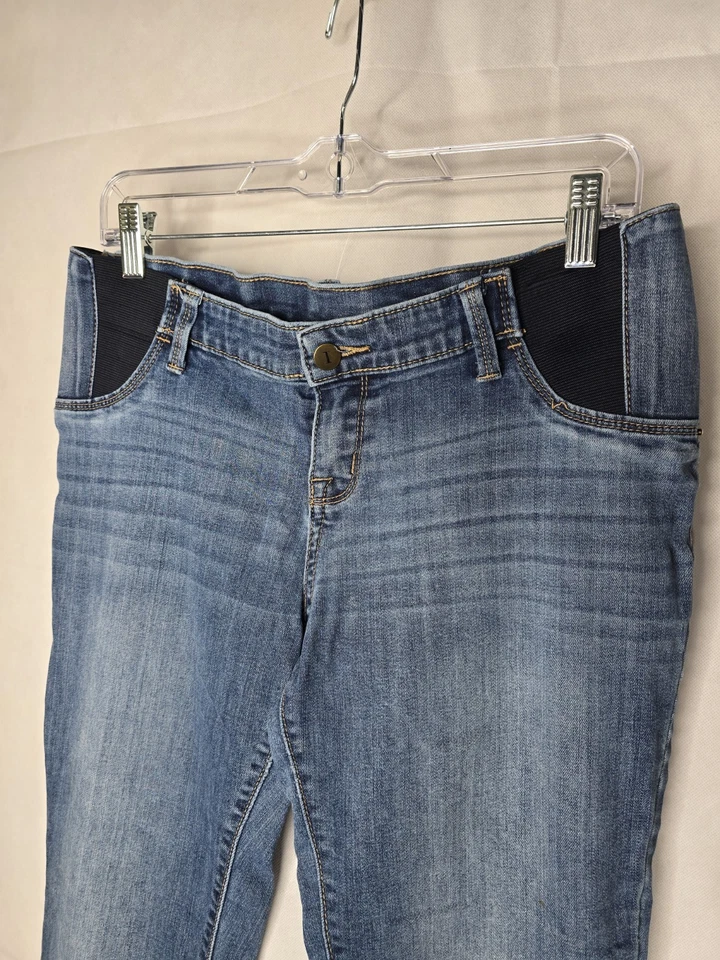 Isabel Maternity Jeans Bootcut Medium Wash Blue Denim Elastic Waist Low Rise 8 - Image 4 of 4