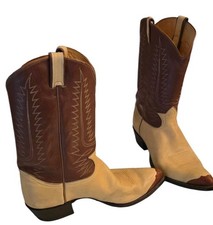 Tony Lama Boots Men  s Vintage Cowboy Boots Gold Label 6216 Size 7 Lizard Tips