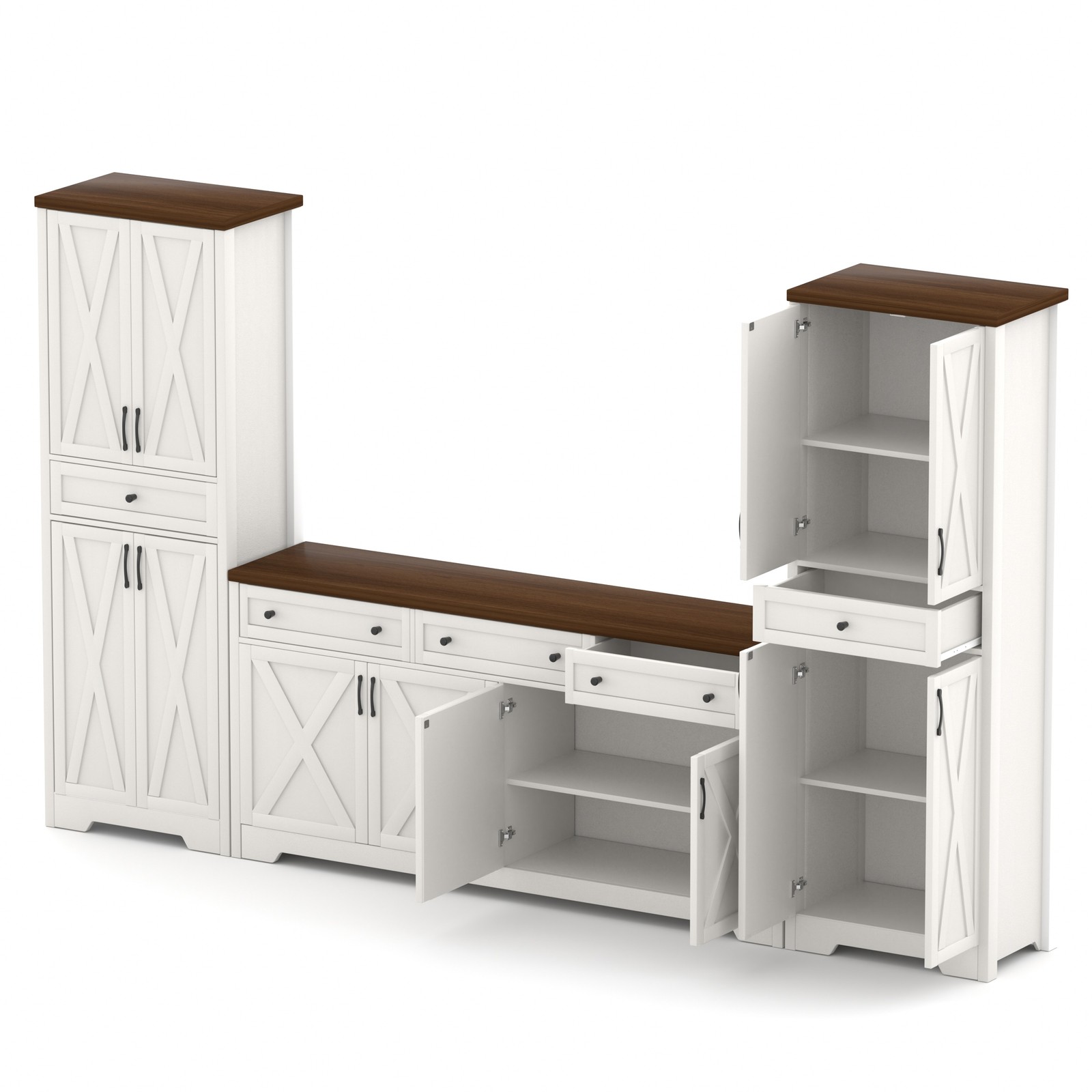 66 inch TV cabinet for living room, multifunctional combinat