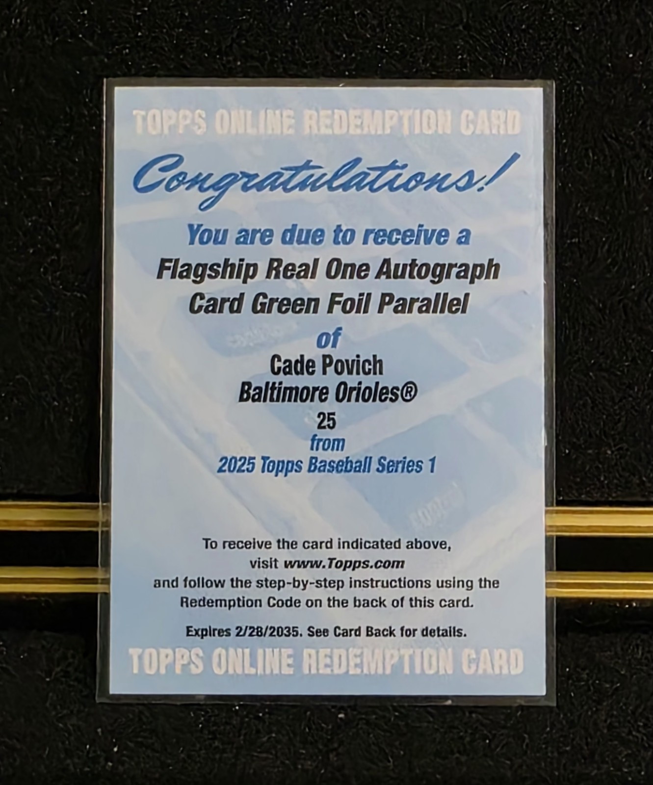 2025 Topps Series 1 Cade Povich Flagship Real One Auto Green Foil /99 Unused