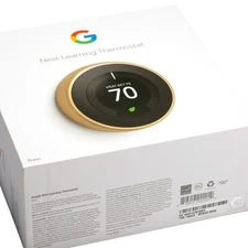 Google Nest Learning Thermostat Smart Wi-Fi Brushed Brass T3032US