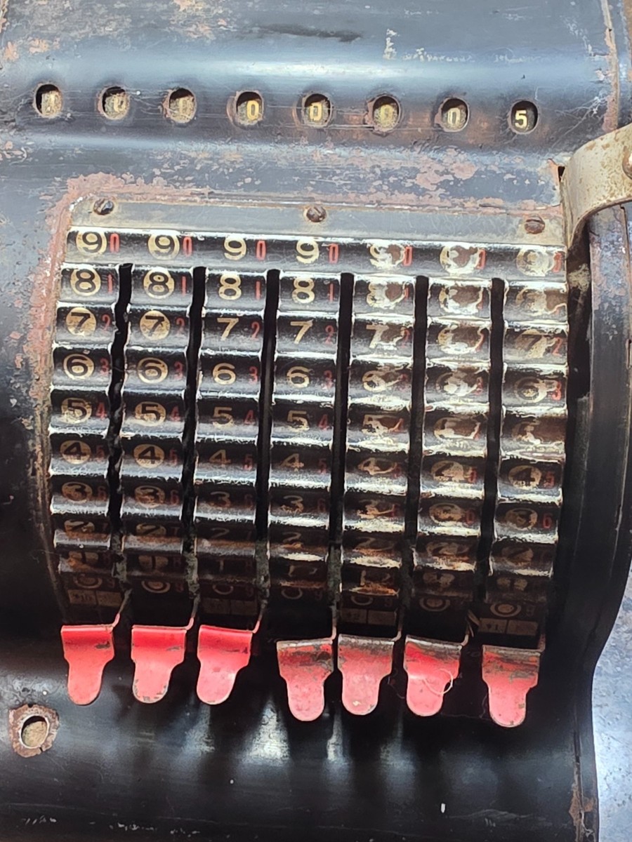 American Adding Machine Model 5 Vintage Payroll Black w/Red Keys