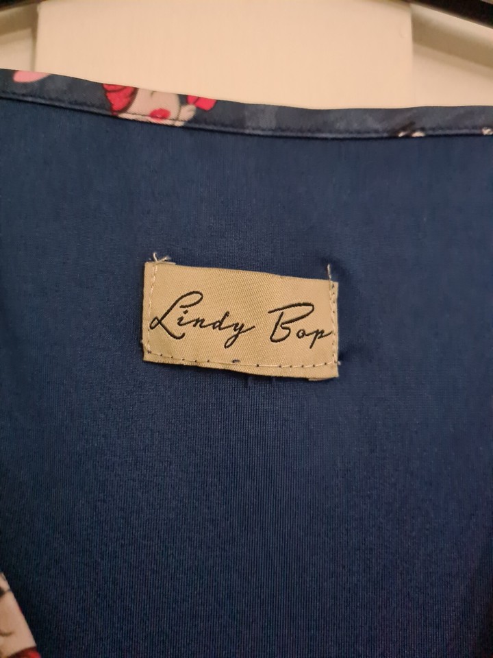 Lindy Bop Sofia "Graffiti Animals" teal dress (size UK 1416 see