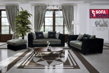 Crushed Velvet Sofas Black Silver Swivel Armchair 3 2 Seater Fabric Vegas Chairs