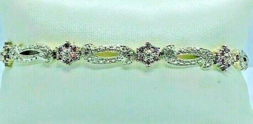 BEAUTIFUL SHINY SOLID 925 STERLING SILVER 2CT PURPLE GEMS FLOWER BRACELET