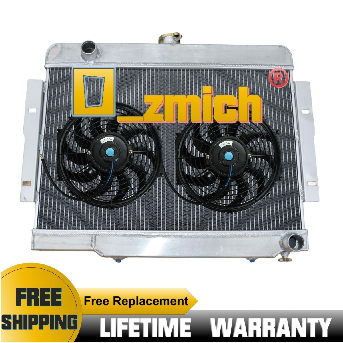 FILA Radiatore + Ventola Alluminio 3 File Fit 1972 1986 JEEP CJ5 CJ6 CJ7 CHEVY 350 V8 SWAP ENG