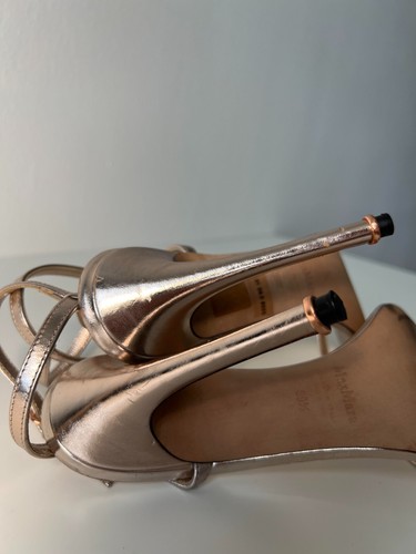 Max Mara Heels Sz 8,5 , Shoes for women, Rose Gold Metallic Leather Ankle Strap - Picture 4 of 6