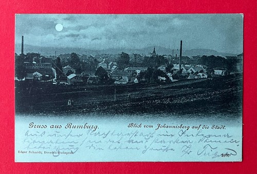 Mondschein AK RUMBURG in Böhmen um 1899 Blick vom Johannisberg Stadt ( 147551