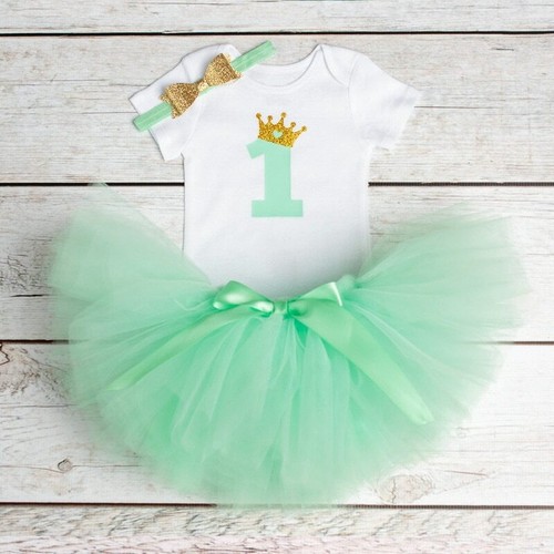 Neu süß erster Geburtstag Baby Mädchen Outfit Set Top Tutu Rock Party Kinder Kleidung - Bild 35 von 43