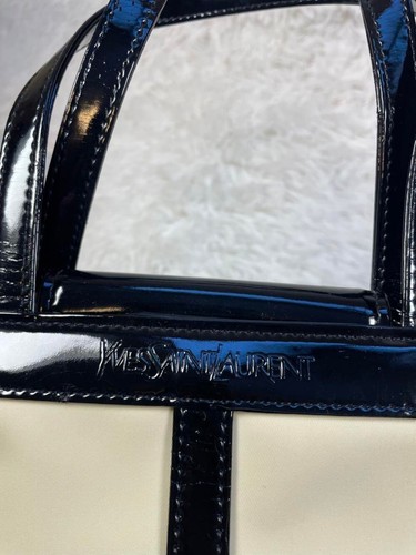 Yves Saint Laurent White Patent Tote Shoulder Straps Gently Used Authentic JAPAN - Picture 12 of 24