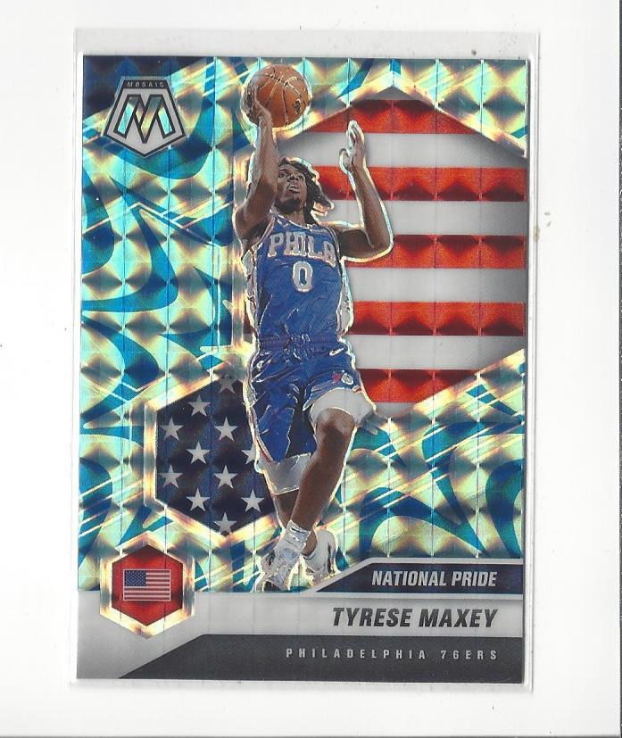 2020-21 Panini Mosaic Mosaic Reactive Blue #259 Tyrese Maxey RC Rookie 76ers
