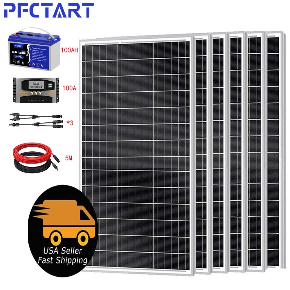 1200W Solar Panel Kit with 100A 12V Battery Charger and Controller for Caravan Boat