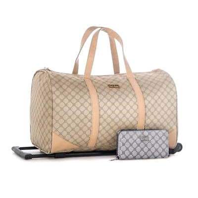Reisekoffer Trolley inkl. Geldbeutel Reisetasche Stoffkoffer Beige Handgepäck