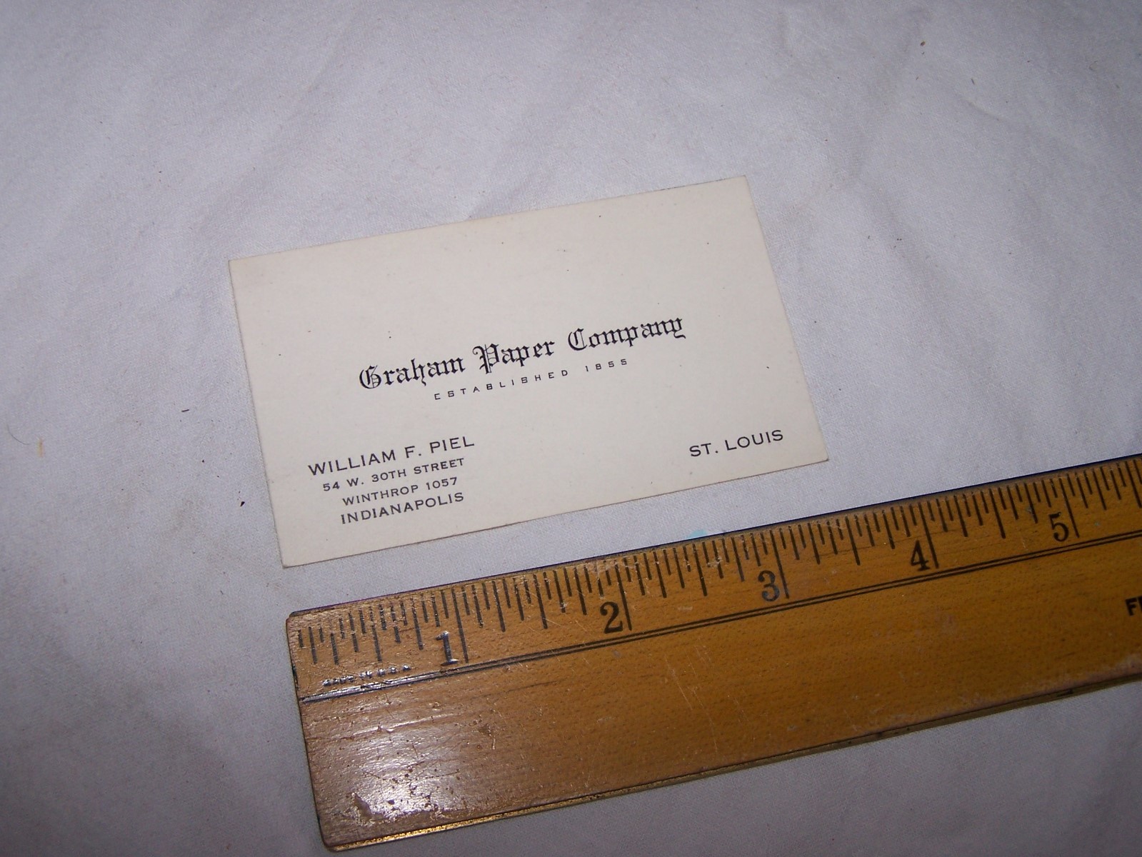 Vintage GRAHAM PAPER COMANY Business Card WILLIAM PIEL India