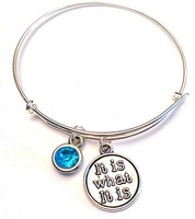Personalized It Is What It Is Bangle Bracelet - Choose A Birthstone Personalized It Is What It Is Bangle Bracelet - Choose A Birthstone