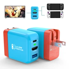 65W Charging Docks Fast Charger Adapter for Nintendo Switch/Steam Deck/Rog Ally