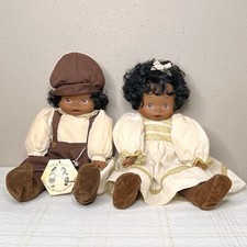Pauline Bjonness -Jacobsen 1990s 18  African American Boy And Girl Dolls
