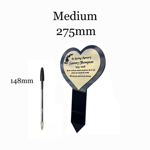 Memorial Plaque, Personalised Heart Memorial Grave Garden Marker Plaque Silver - Picture 11 of 13