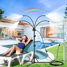 Portable Patio Misting System 5.3FT Adjustable Height Outdoor Standing Mister