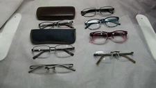 Lot of 7 Assorted Brands Models Sizes Eyeglasses Frames Various Brands + Bonus