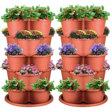 5 Tier Vertical Planter Garden Tower Stackable Planter Outdoor Gardening Pots