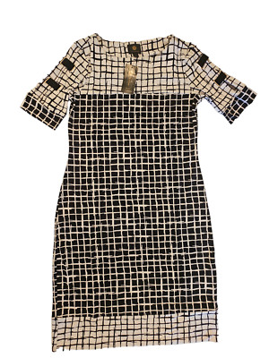 JM Collection Womens PP Petite Brush Florals Dress Black/White MSRP $59.50 NWT