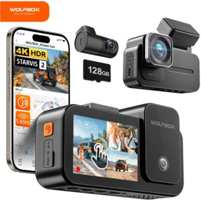 #ad WOLFBOX 3 Channel 4K Dash CamSTARVIS 2 IMX678 Voice Control Included 128GB Card $199.99