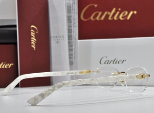 New Cartier Pearl White CT0056O 002 Eyeglasses Rimless Occhiali Gold Frame 52mm - Picture 11 of 11