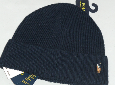 POLO RALPH LAUREN Men's Wool Rib Knit Pony Beanie Hat, Ski Cap