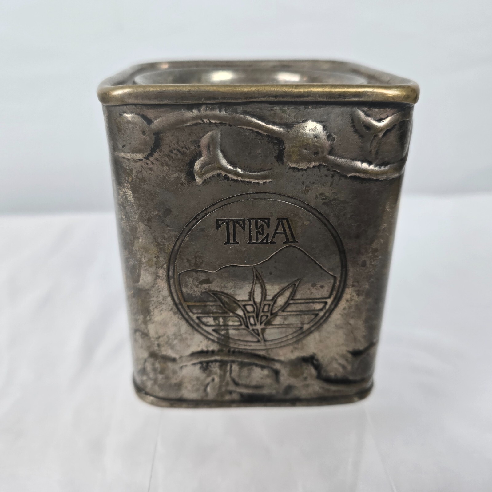 Vintage Tin Tea Canister Made in India 3.75" x 3.75" x 4.5" Decorative