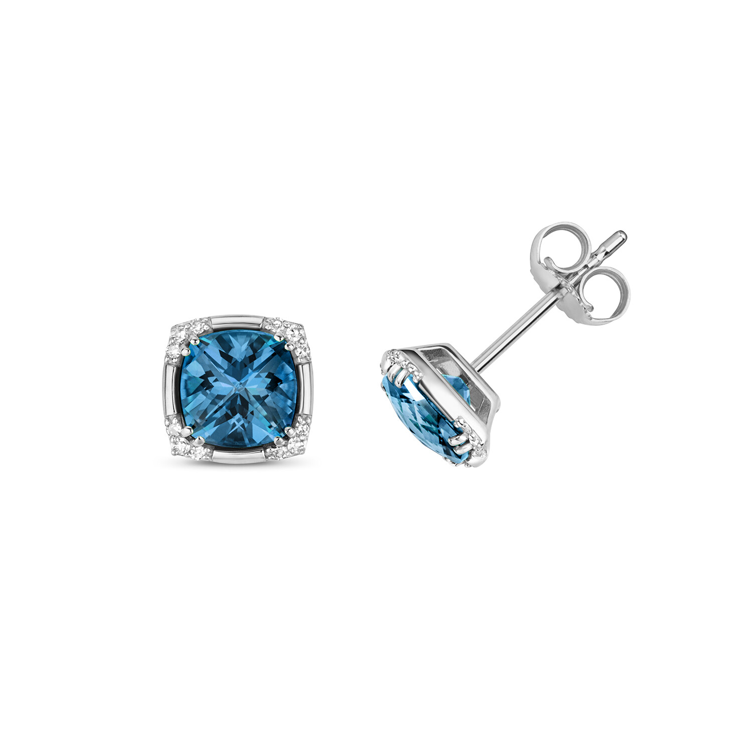Boucles d'oreilles diamant 0.06 carat en or blanc 375 pour femme élégante