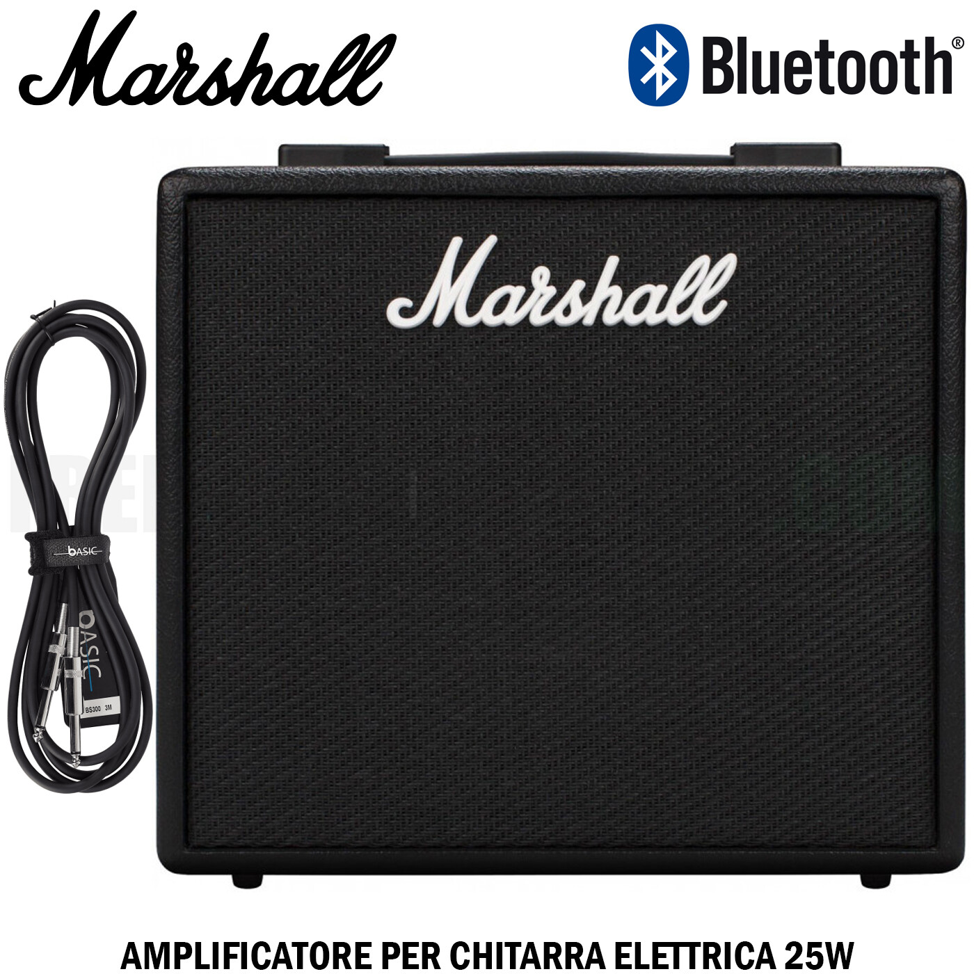 MARSHALL Code 25 AMPLIFICATORE FX PER CHITARRA 25W EFFETTI USB Bluetooth + CAVO