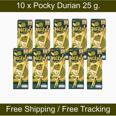 Glico Pocky Durian Flavor Biscuit Sticks 10 Packs Authentic Thai Snack 25g Each