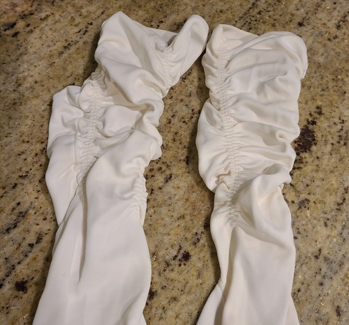 Vintage Size M/L White Stretch Formal 15" Long Gloves Double Scrunch Arm - Picture 4 of 22
