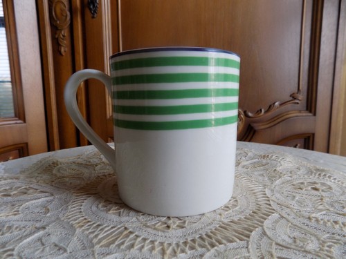 Kate Spade Lenox Porcelain Mug Wickford FeIix Street Stripe Green Navy White - Picture 2 of 6