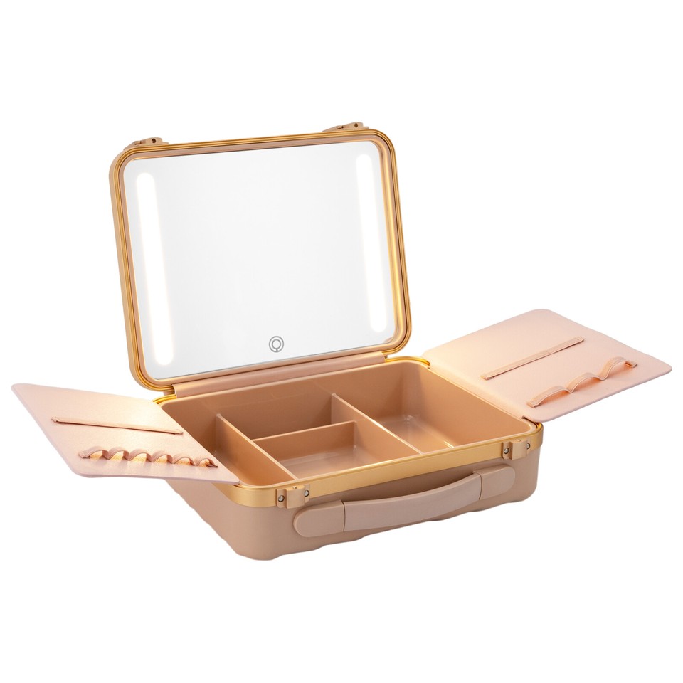 Travel Makeup Case with LED Mirror, Makeup Storage Box, Portable Makeup