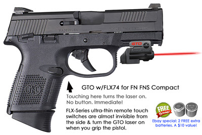 ArmaLaser GTO / GTOS for FN FNS Compact RED Laser Sight w/ FLX74 Touch on/off