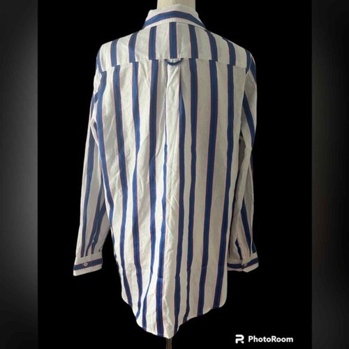 Joules Lorena Stripe Bright Blue/Pink Long sleeve button down blouse 10 NWT - Picture 2 of 5