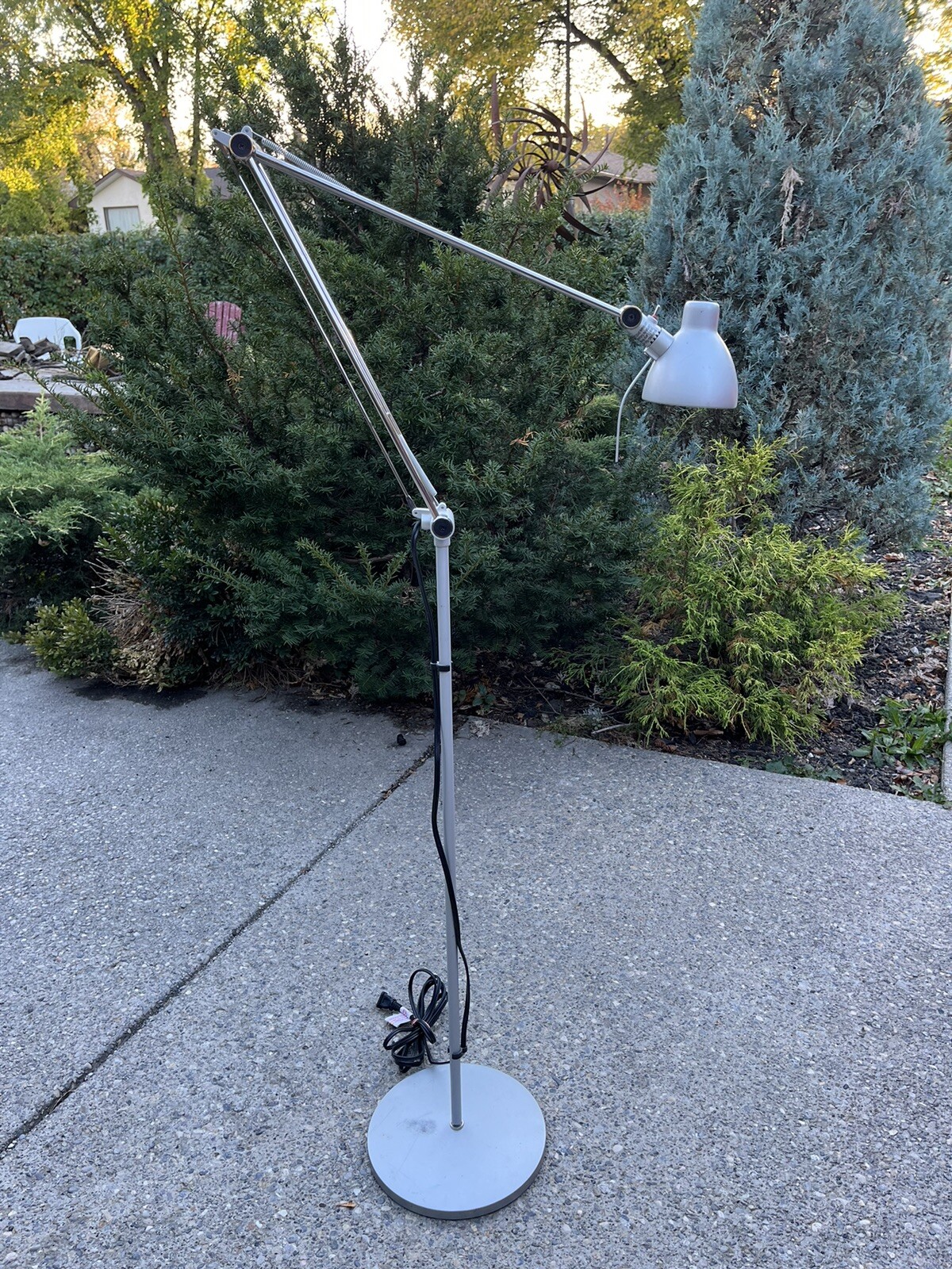 IKEA Antifoni Silver Floor Lamp Adjustable Arm Head Metal Light