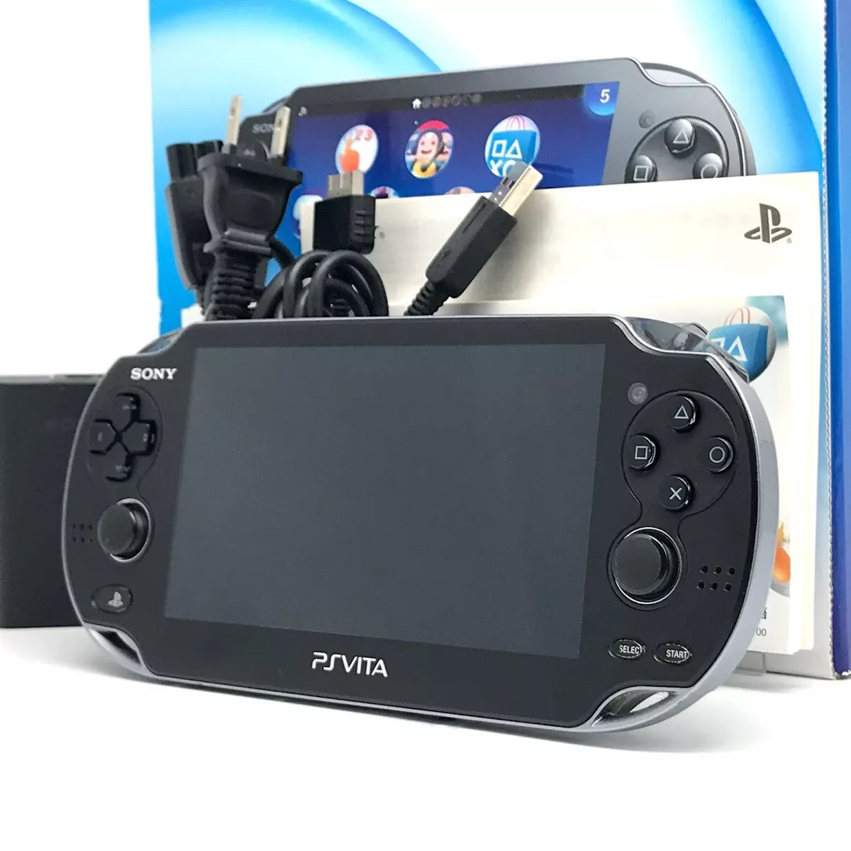 SONY PS Vita PCH-1100 Crystal Black Wi-Fi OLED FW:3.60 w/ Charger, Box  